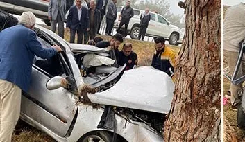Otomobilin ağaca çarpması sonucu sürücü ağır yaralandı.