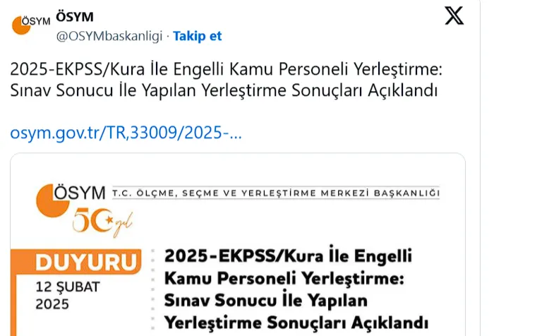 ÖSYM duyurdu: EKPSS sonuçları açıklandı