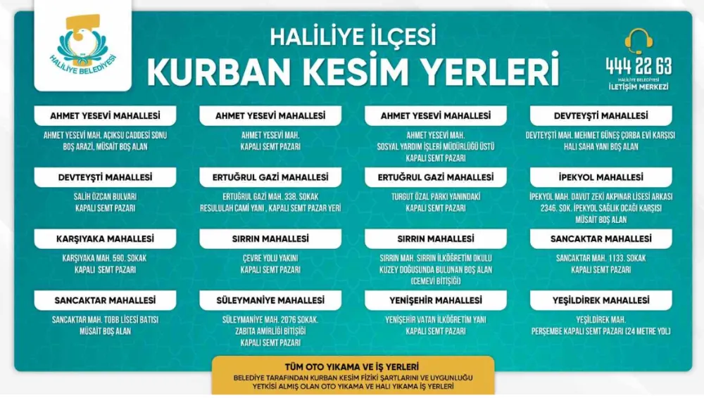 Haliliye’de kurban satış ve kesim yerleri belirlendi